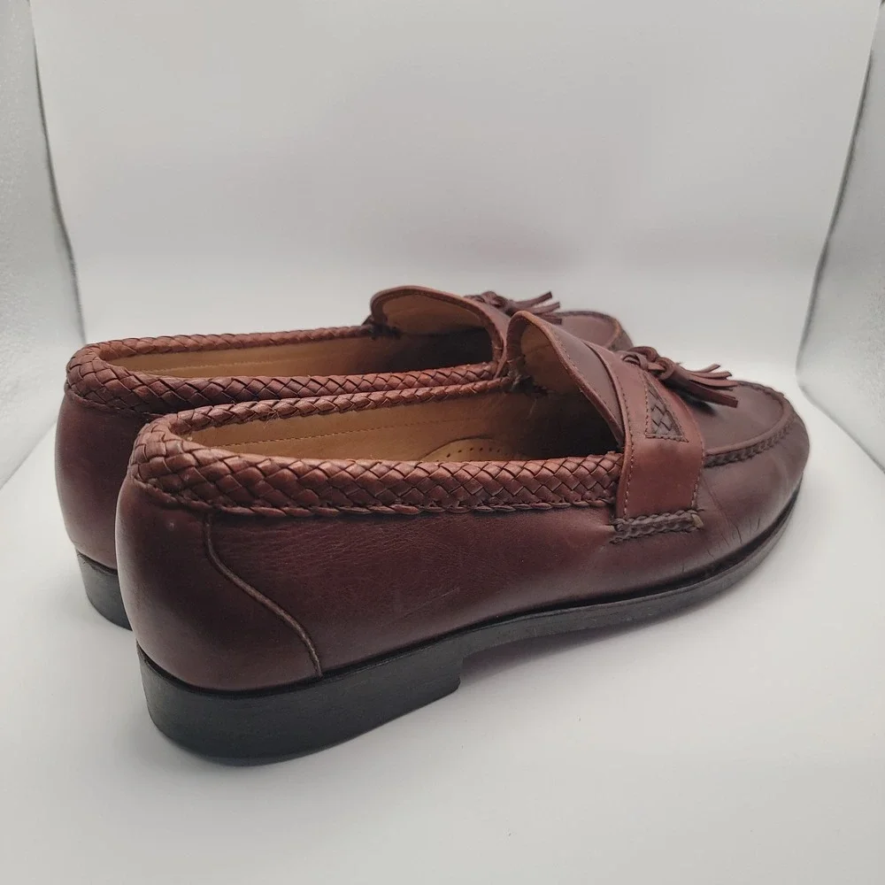 Allen Edmonds Maxfield‎ Men Tassel Loafers 10.5 B Brown Leather Braided Made USA